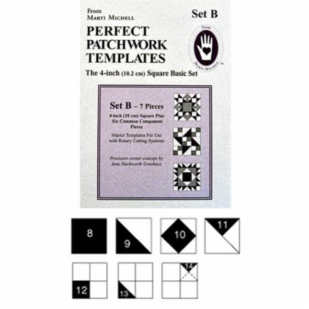 Perfect Patchwork Templates Basic 4" Shape Templates Set B from Marti Michell