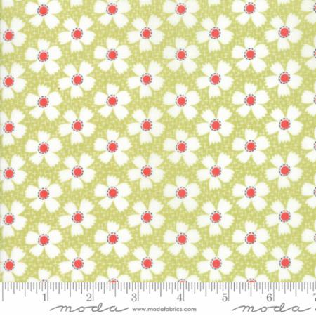 "Farmhouse II"-Floral Daisies Gingham Light Green by Fig Tree Quilts for Moda