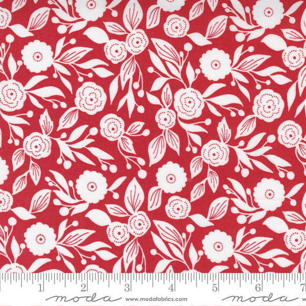 "Christmas Morning"-Winter Flora Blender Cranberry by Lella Boutique for Moda