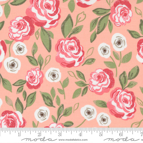 "Love Note"-Roses In Bloom Floral Sweet Pink by Lella Boutique for Moda
