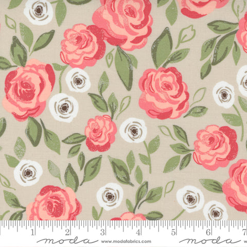 "Love Note"-Roses In Bloom Floral Dove by Lella Boutique for Moda