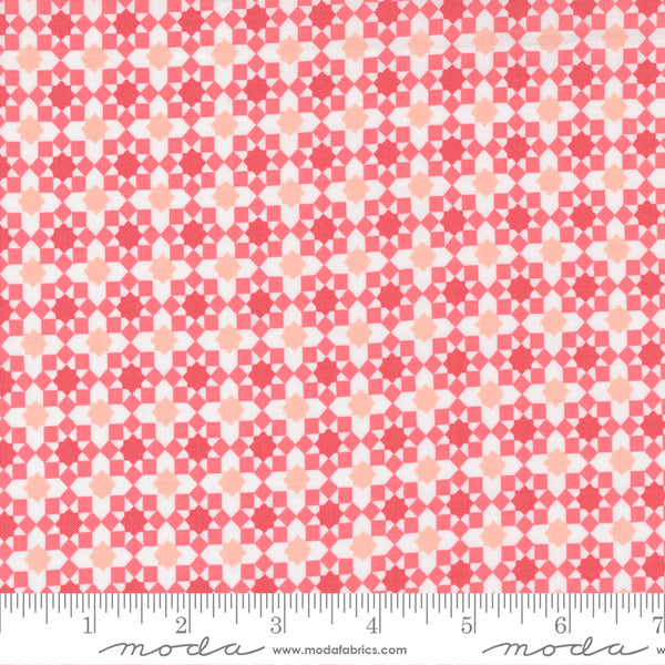 "Love Note"-First Crush Geometric Blender Check Tea Rose by Lella Boutique for Moda