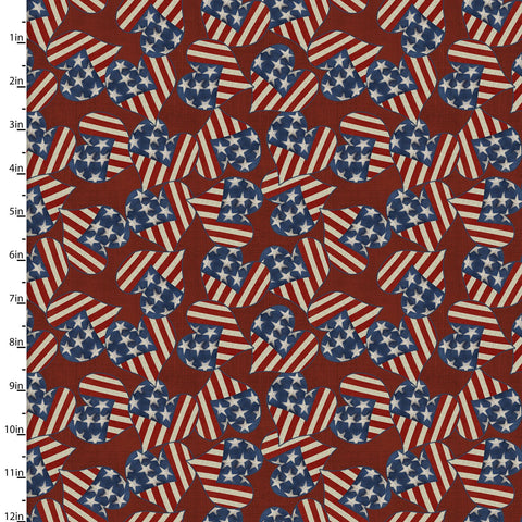 "Hometown America"-Home Hearts Red by Beth Albert for 3 Wishes Fabric