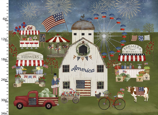 "Hometown America"-Home Panel by Beth Albert for 3 Wishes Fabric