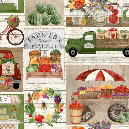 "Locally Grown"-Multi Market Patch by Beth Albert for 3 Wishes Fabric