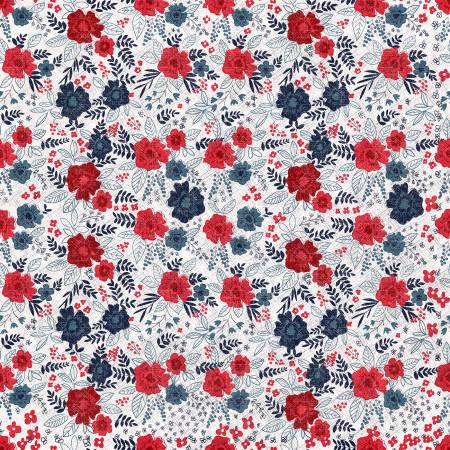 "American Dreamer"-White Ditzy Floral by Amylee Weeks for 3 Wishes Fabric