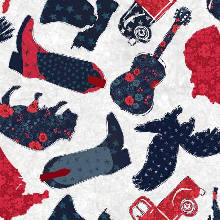 "American Dreamer"-White Americana Toss by Amylee Weeks for 3 Wishes Fabric