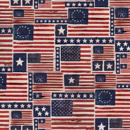 "Heart of America"-Multi Old Glory by Loni Harris for 3 Wishes Fabric