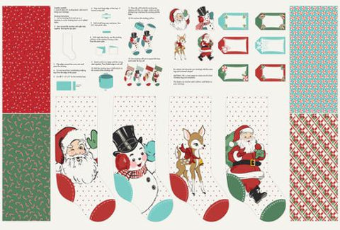 "Holly Jolly"-Stocking Panel 36" x 60" by Urban Chiks for Moda