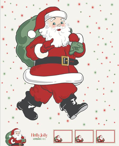 "Holly Jolly"-Santa Panel 36" x 44" by Urban Chiks for Moda