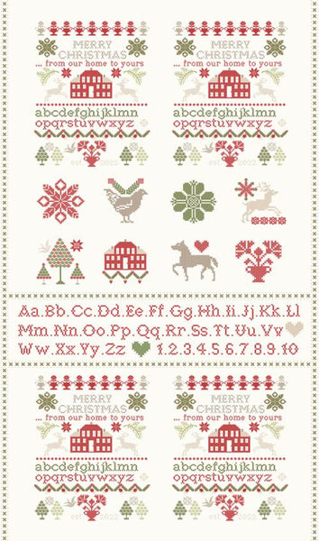 "Christmas Stitched"-24" x 44" Sampler Panel Christmas Multi by Fig Tree And Co for Moda