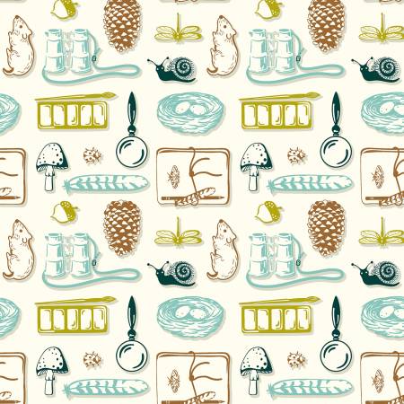 "Summer School"-Ivory Field Day by Judy Jarvi for Windham Fabrics