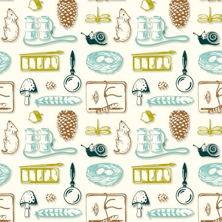 "Summer School"-Ivory Field Day by Judy Jarvi for Windham Fabrics