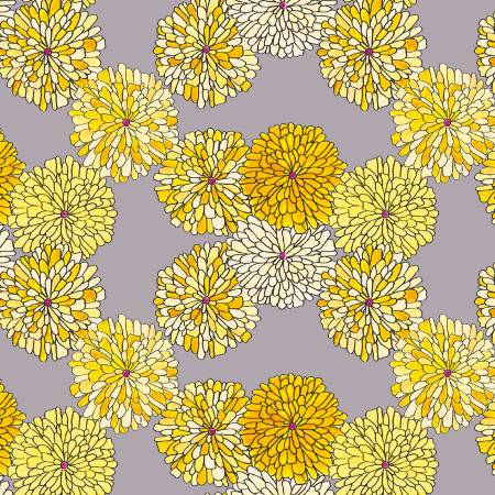 "Happy Chance"-Grey Mums by Laura Heine for Windham Fabrics