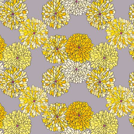 "Happy Chance"-Grey Mums by Laura Heine for Windham Fabrics