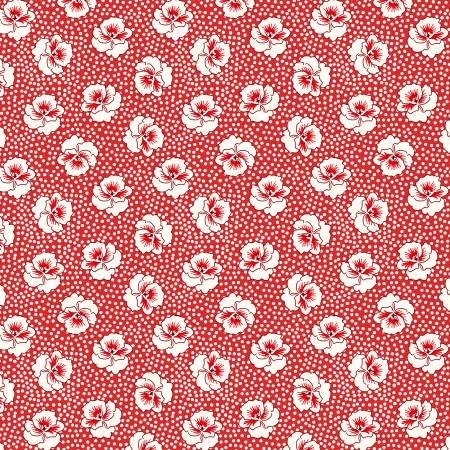 "Wild Flour"-Pansy Dot, Red, Cotton by Windham Fabrics