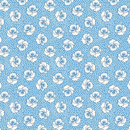 "Wild Flour"-Pansy Dot, Blue, Cotton by Windham Fabrics