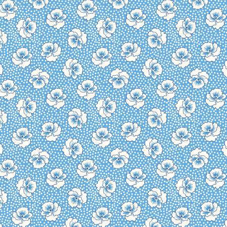 "Wild Flour"-Pansy Dot, Blue, Cotton by Windham Fabrics