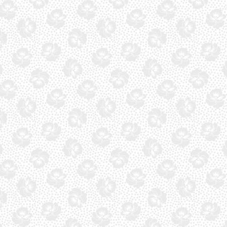 "Wild Flour"-Pansy Dot, White on White, Cotton by Windham Fabrics