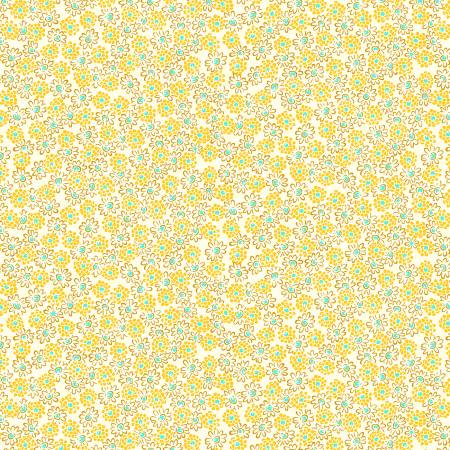"Nana Mae 5" Cream/Yellow Spaced Small Floral 1930's Collection from Henry Glass