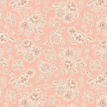 "Hannah's Flowers"- Flower blooms on pink by Lewis & Irene