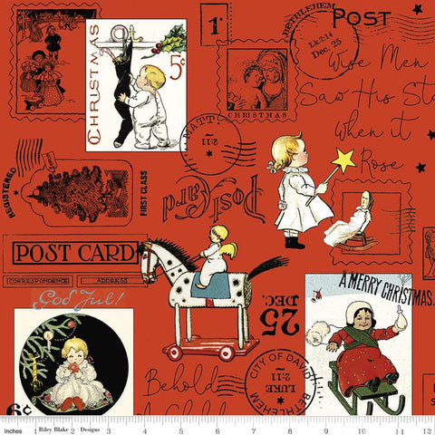 "All About Christmas" Christmas Post Red Digitally Printed from Janet Wecker-Frisch for Riley Blake