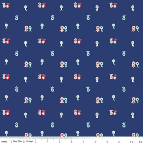 "Quilt Fair" Ribbons Navy by Tasha Noel for Riley Blake