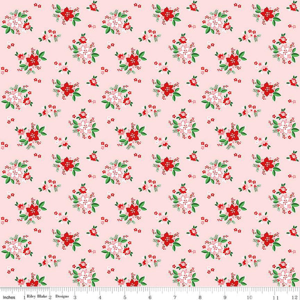 "Pixie Noel 2" Poinsettias Pink by Tasha Noel for Riley Blake
