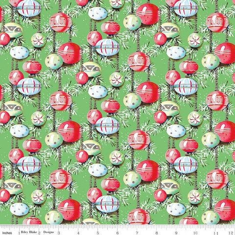"Christmas Joys"-Ornaments Green by Lindsay Wilkes for Riley Blake