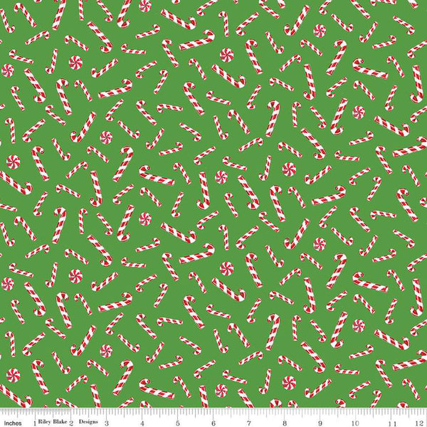 "Christmas Joys"-Candy Canes Green by Lindsay Wilkes for Riley Blake