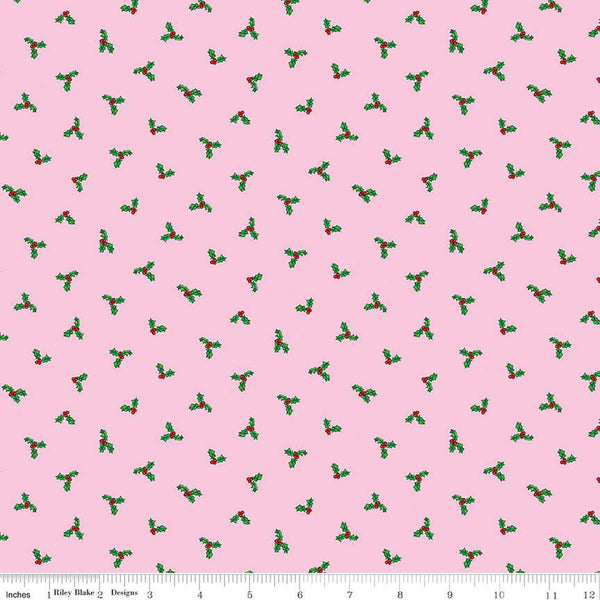 "Christmas Joys"-Holly Pink by Lindsay Wilkes for Riley Blake