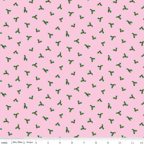"Christmas Joys"-Holly Pink by Lindsay Wilkes for Riley Blake
