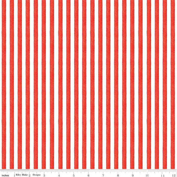 "Be Mine Valentine" Candy Stripe Red from Janet Wecker-Frisch for Riley Blake