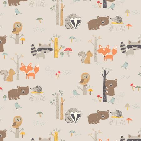 Designer Flannel Forest Friends Ash for Riley Blake Designs