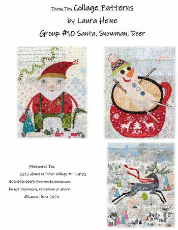 Teeny Tiny Collage Pattern Group #10 Santa Snowman Deer by Laura Heine