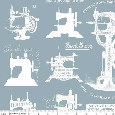 "She Who Sews" Home Decor Sewing Machines Blue from Janet Wecker-Frisch for Riley Blake