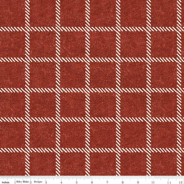 "She Who Sews" Home Decor Windowpane Plaid Barn Red from Janet Wecker-Frisch for Riley Blake