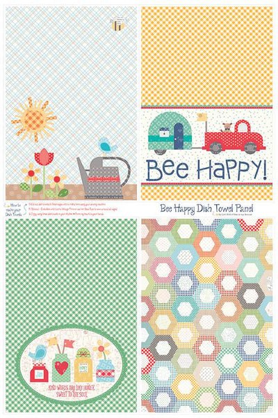 "Bee Ginghams"-Bee Happy Dish Towel Panel by Lori Holt of Bee in my Bonnet for Riley Blake