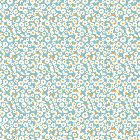 "HOPSCOTCH AND FRECKLES"-Mini Calico Teal by Poppie Cotton