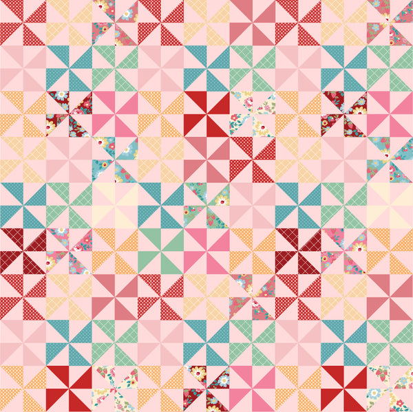 "HOPSCOTCH AND FRECKLES"-Pinwheels Pink by Poppie Cotton