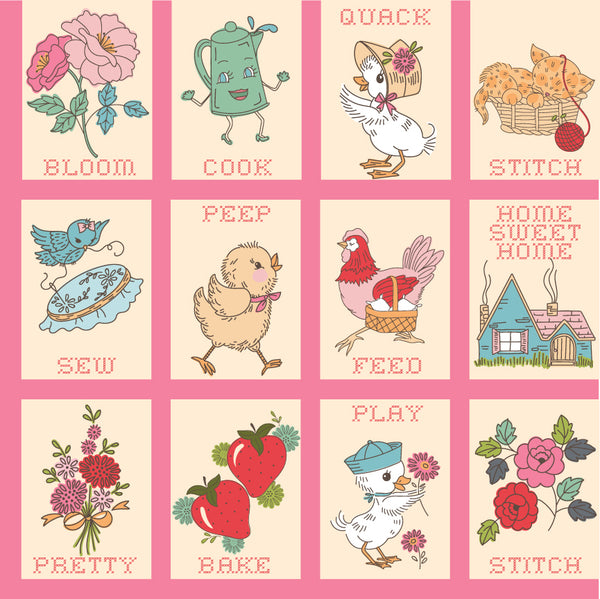 "HOPSCOTCH AND FRECKLES"-Pretty Stitches Pink by Poppie Cotton