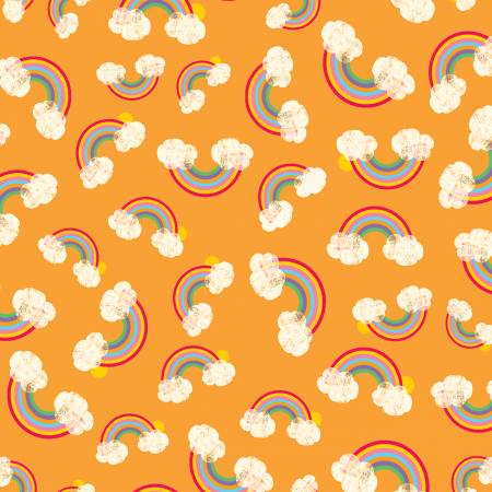 "Noah & Friends"-Light Orange Rainbows by Liza Lewis for Clothworks
