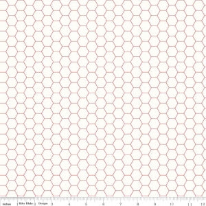 "Bee Backgrounds"-  Backgrounds Honeycomb Red by Lori Holt of Bee in My Bonnet for Riley Blake