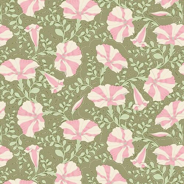 "Garden Life"-Striped Petunia Green by Tone Finnanger for Tilda